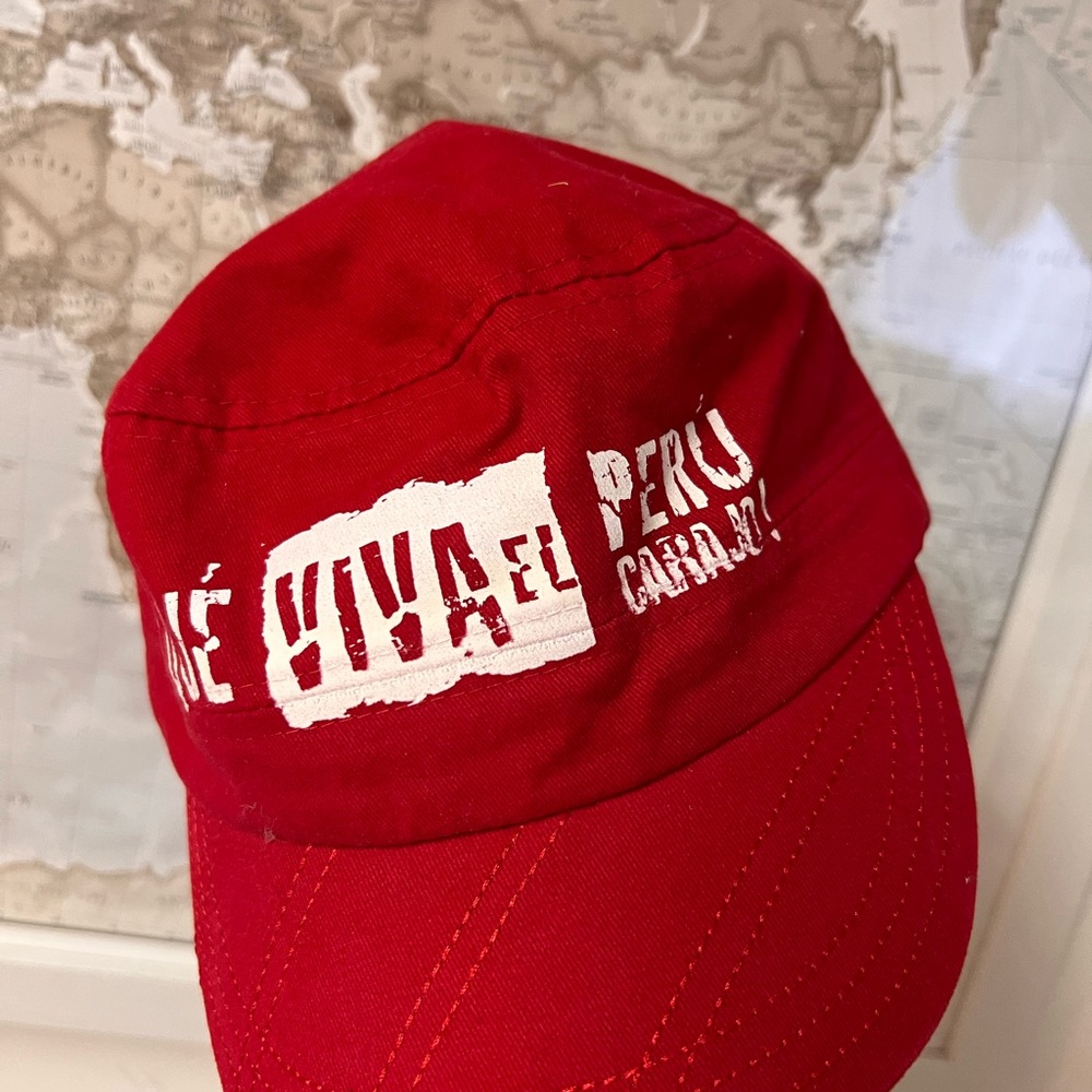 Red Cap with White Graphic from Peru